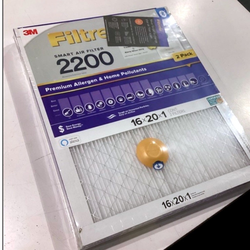 3M Filtrete Smart Air Filter 2200 MPR MERV 13 16x20x1 2-Pack Bluetooth HVAC